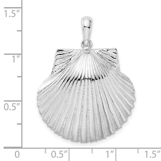Sterling Silver Polished/Textured Scallop Shell Pendant