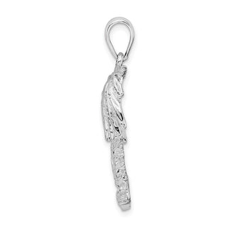 Sterling Silver Polished/Textured Double Palm Tree Pendant QC10003