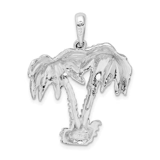 Sterling Silver Polished/Textured Double Palm Tree Pendant QC10003