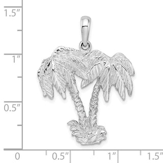 Sterling Silver Polished/Textured Double Palm Tree Pendant QC10003