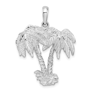 Sterling Silver Polished/Textured Double Palm Tree Pendant QC10003