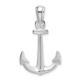 Sterling Silver Polished 3D Anchor Pendant QC10005