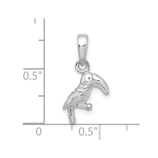 Sterling Silver Polished 3D Toucan Bird Pendant