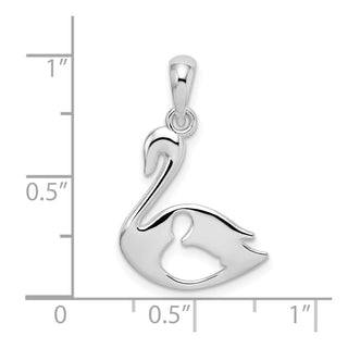 Sterling Silver Polished Swan w/Cut Out Baby Pendant