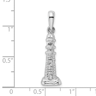 Sterling Silver Polished/Textured 3D Lighthouse Pendant QC10018