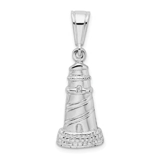 Sterling Silver Polished/Textured Lighthouse Pendant
