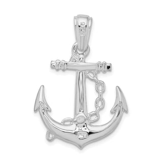 Sterling Silver Polished 3D Anchor w/Chain Pendant