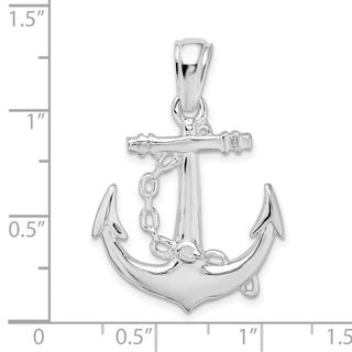 Sterling Silver Polished 3D Anchor w/Chain Pendant