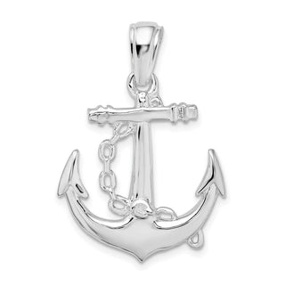 Sterling Silver Polished 3D Anchor w/Chain Pendant