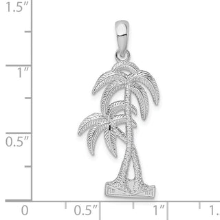 Sterling Silver Polished/Textured Double Palm Tree Pendant QC10037