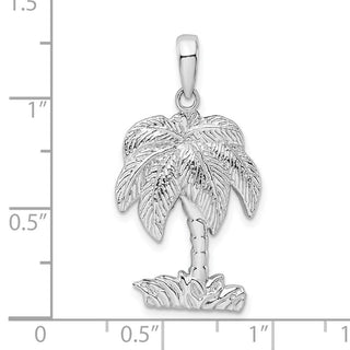 Sterling Silver Polished/Textured Palm Tree Pendant