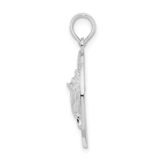 Sterling Silver Polished Marco Island w/Shell Round Pendant
