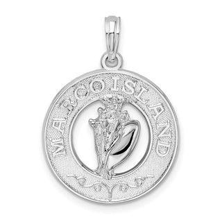 Sterling Silver Polished Marco Island w/Shell Round Pendant