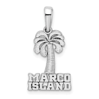Sterling Silver Polished Marco Island Palm Tree Pendant