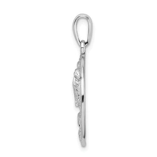 Sterling Silver Polished Marco Island Palm Tree Circle Pendant