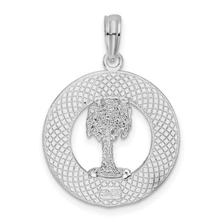 Sterling Silver Polish/Textured South Beach Palm Tree Pendant