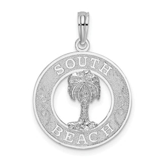 Sterling Silver Polish/Textured South Beach Palm Tree Pendant