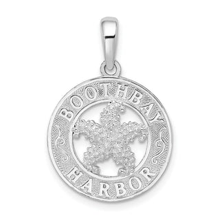 Sterling Silver Rhodium-plated Polish Booth Bay Lighthouse Pendant