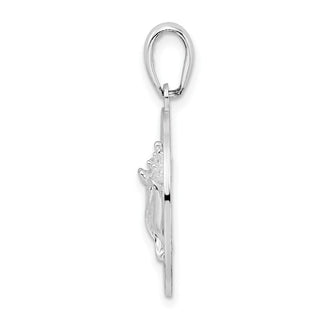 Sterling Silver Polished St. Augustine w/Shell Circle Pendant
