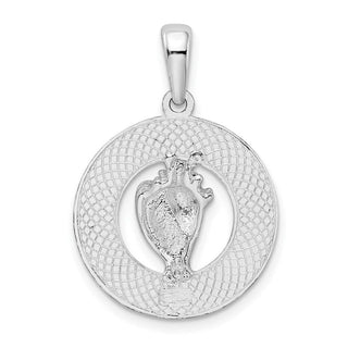 Sterling Silver Polished St. Augustine w/Shell Circle Pendant