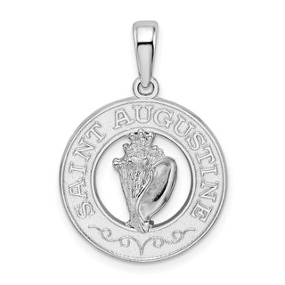 Sterling Silver Polished St. Augustine w/Shell Circle Pendant
