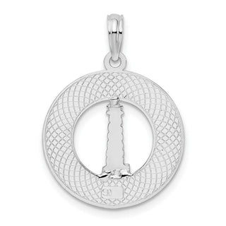 Sterling Silver Polish St. Augustine w/Lighthouse Circle Pendant