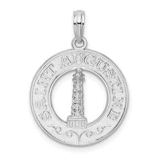 Sterling Silver Polish St. Augustine w/Lighthouse Circle Pendant