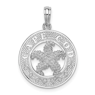 Sterling Silver Polished Cape Cod w/Starfish Circle Pendant