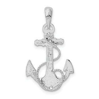 Sterling Silver Polished/Textured Anchor w/Rope Pendant