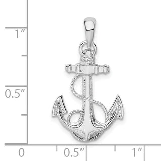 Sterling Silver Polished/Textured Anchor w/Rope Pendant