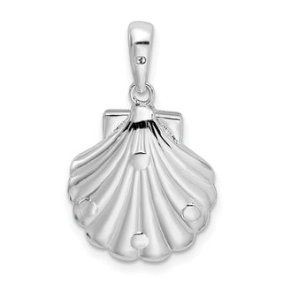 Sterling Silver Polished/Textured Shell w/Dolphins Pendant