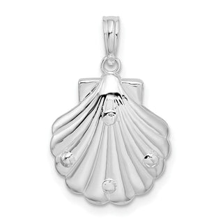 Sterling Silver Polished/Textured Shell w/Palm Trees Pendant