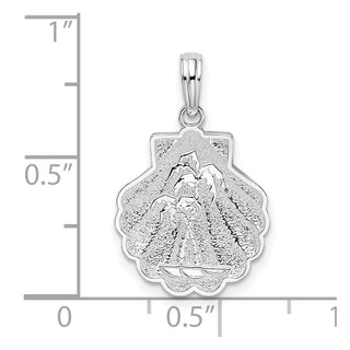 Sterling Silver Polished/Textured Shell w/Palm Trees Pendant