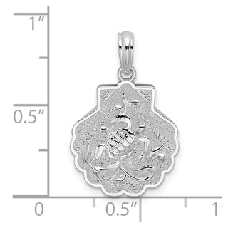 Sterling Silver Polished/Textured Shell w/Sea Turtles Pendant