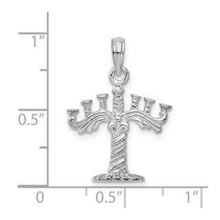 Sterling Silver Polished/Textured 3D Menorah Pendant