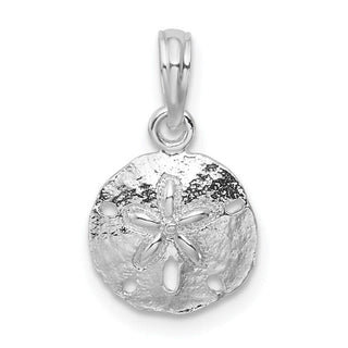 Sterling Silver Rhodium-plated Polish/Texture Small Sand Dollar Pendant