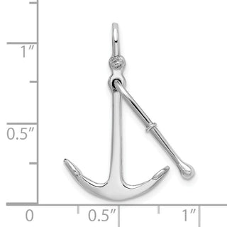 Sterling Silver Polished 3D 2 Piece Moveable Kedge Anchor Pendant