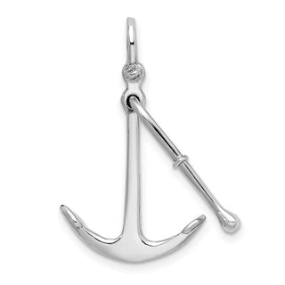 Sterling Silver Polished 3D 2 Piece Moveable Kedge Anchor Pendant