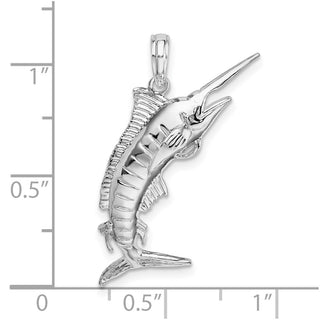 Sterling Silver Polished 3D Blue Marlin Pendant