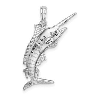 Sterling Silver Polished 3D Blue Marlin Pendant