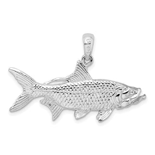 Sterling Silver Polished 3D Oxeye Tarpon Fish Pendant QC10151