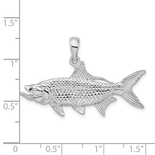 Sterling Silver Polished 3D Oxeye Tarpon Fish Pendant QC10151