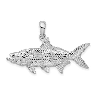 Sterling Silver Polished 3D Oxeye Tarpon Fish Pendant QC10151