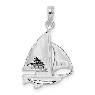 Sterling Silver Polished Sailboat Pendant QC10155