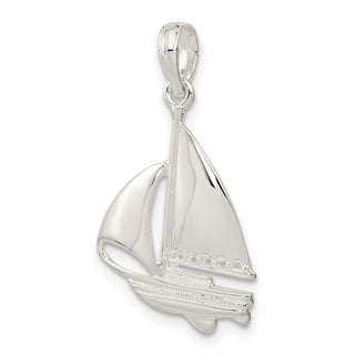 Sterling Silver Polished Sailboat Pendant QC10155