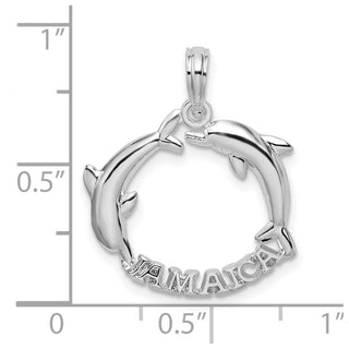 Sterling Silver Polished Jamaica 2 Jumping Dolphins Pendant