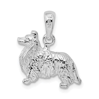 Sterling Silver Textured 3D Shetland Sheepdog Pendant