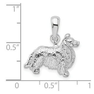 Sterling Silver Textured 3D Shetland Sheepdog Pendant