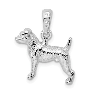 Sterling Silver Textured 3D Jack Russell Terrier Pendant