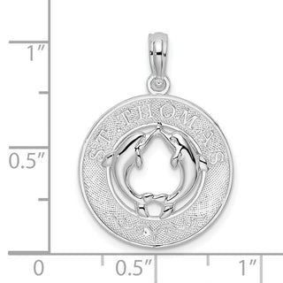 Sterling Silver Polished St. Thomas Circle w/Dolphins Pendant